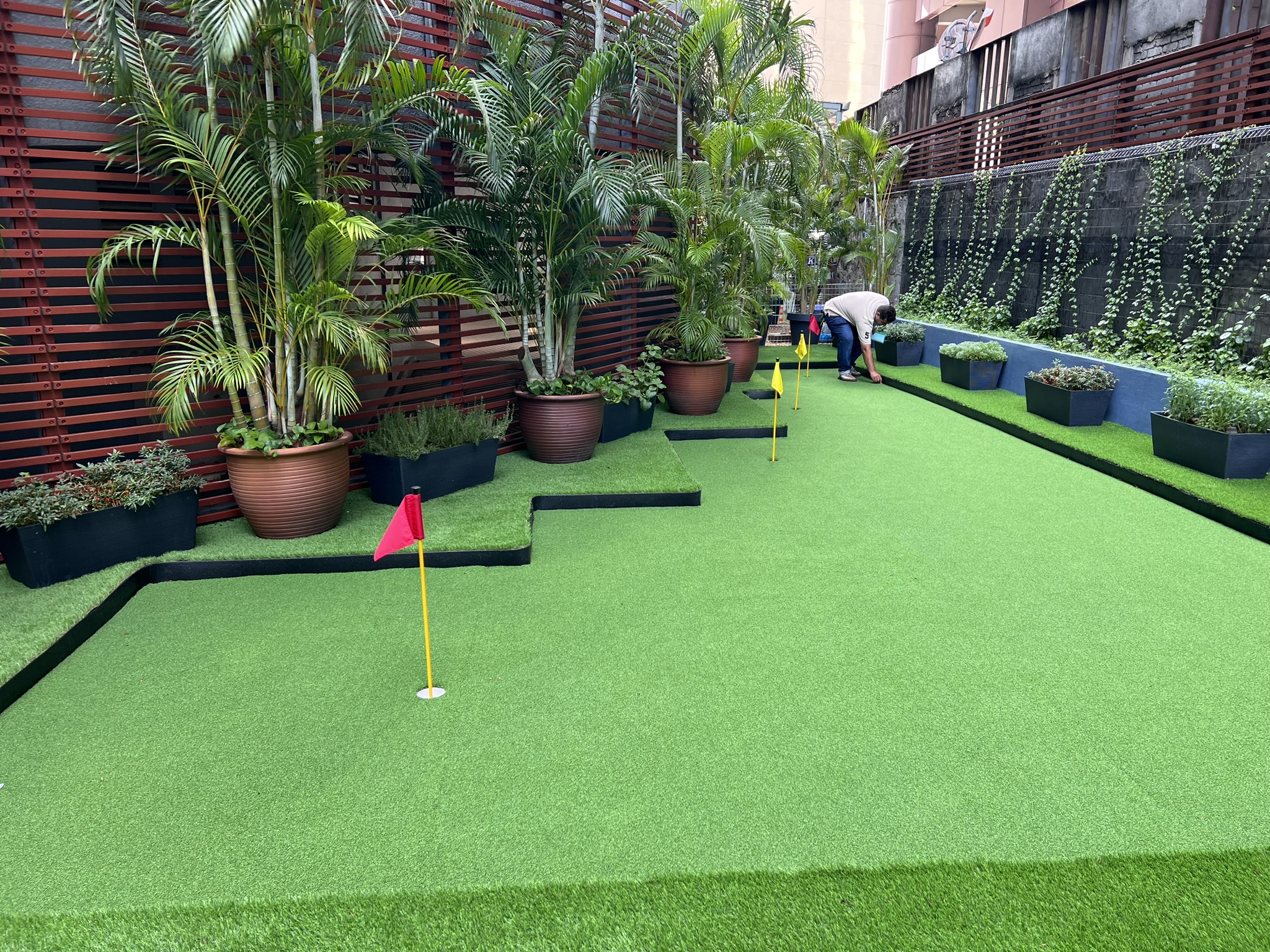 Artificial grass landscape design